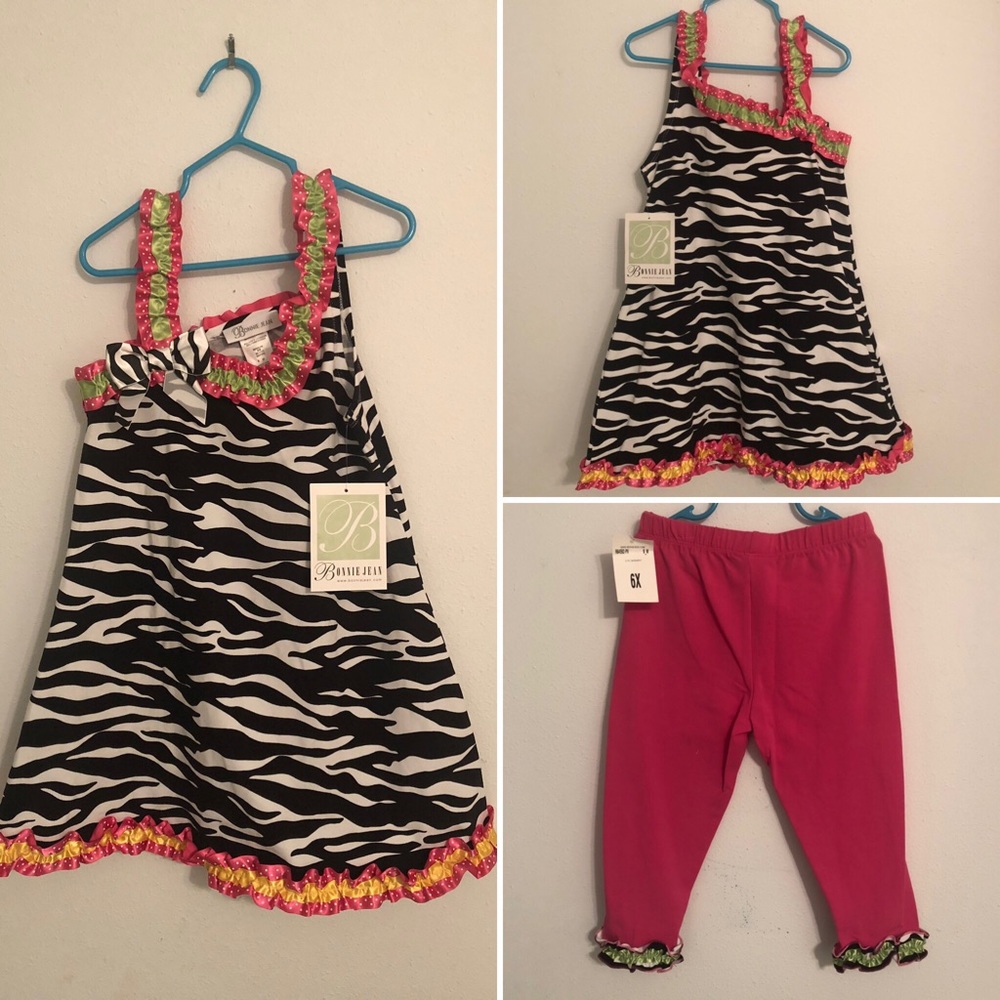 NWT Bonnie Jean zebra top & pants outfit - 6X